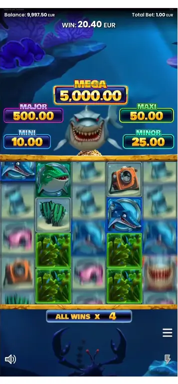 Mystery Symbols öffnen sich im Nudge & Reveal Feature – Razor Shark Jackpots von Push Gaming